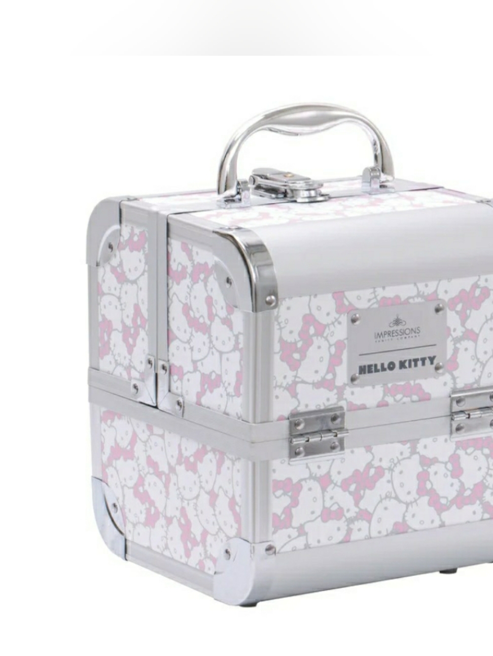 Hello Kitty Pattern Makeup Train Case with Mirror - Picture 3 of 5